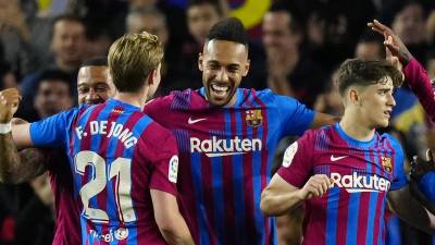Pierre-Emerick Aubameyang fue la figura del juego ante Celta de Vigo ya que se destapó con un doblete en el Camp Nou.