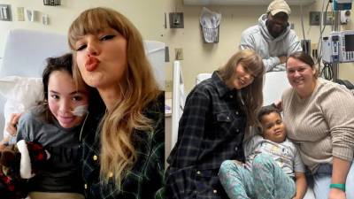 La cantante estadounidense Taylor Swift compartió con varios niños de este centro médico.