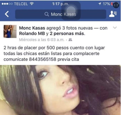 Mujer vende por Facebook 'horas de placer' a cambio de ayuda para su hijo