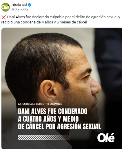 Así reaccionaron los medios internacionales a la sentencia de Dani Alves tras ser declarado culpable de violar a una mujer en Barcelona.