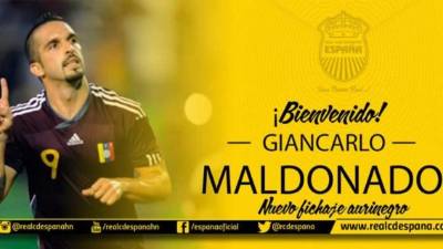 Así anunció el Real España la contratación del venezolano Giancarlo Maldonado.