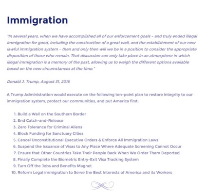 Donald Trump publica en su portal acciones migratorias que ejecutará