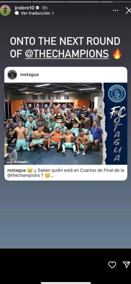 “Hacia la siguiente fase de ‘The Champions’”, escribió el hondu-estadounidense Juan Carlos Obregón.