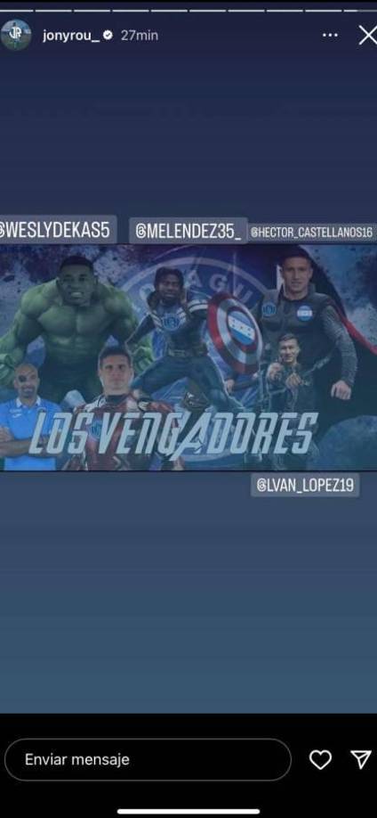 Jonathan Rougier compartió un arte sobre “Los Vengadores” del Motagua.