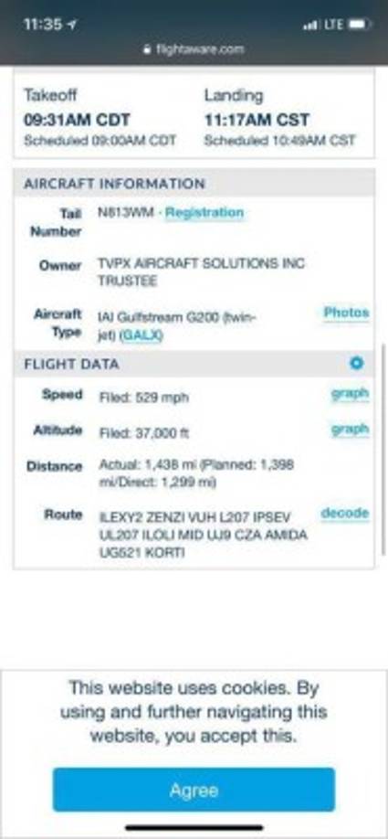 El plan de vuelo de la aeronave accidentada.