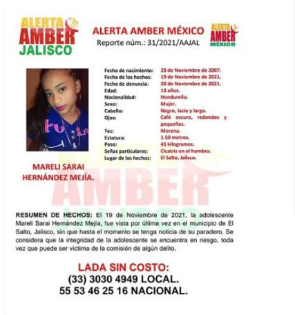 Activan Alerta Amber en México por desaparición de adolescente hondureña