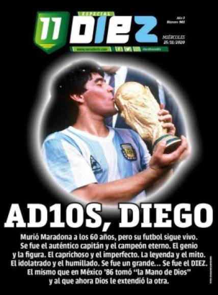 El Diario Once de México cambió su nombre a 'Diez' para rendirle tributo a Diego Maradona.