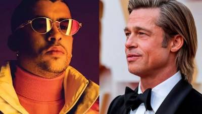 Los actores Bad Bunny y Brad Pitt.