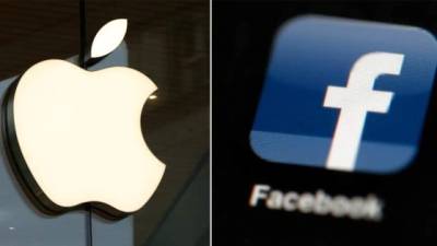 Los logos de Apple y Facebook.