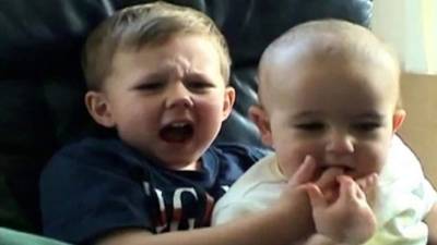 Los protagonistas del video 'Charlie Bit My Finger'.