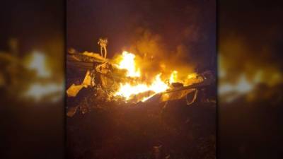 La narcoavioneta se incendió al chocar contra unos árboles.