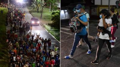 Más de 3,000 hondureños partieron la noche del miércoles hacia Estados Unidos desafiando la pandemia del coronavirus, huyendo del desempleo y en busca de mejores condiciones de vida, según confesaron a la AFP. Texto y fotos: AFP