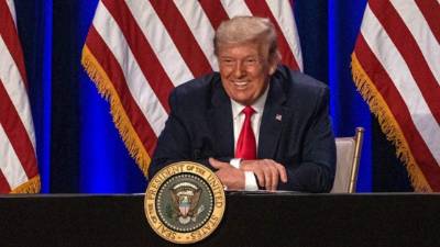 El presidente de EE.UU., Donald J. Trump, durante el evento de campaña 'Black Economic Empowerment: The Platinum Plan' en el Cobb Galleria Center en Atlanta, Georgia, este 25 de septiembre de 2020.