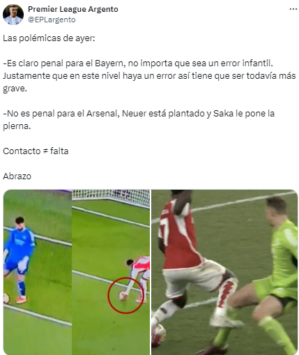 “Es claro penal para el Bayern, no importa que sea un error infantil. Justamente que en este nivel haya un error así tiene que ser todavía más grave”, son algunos de los comentarios en redes sociales.