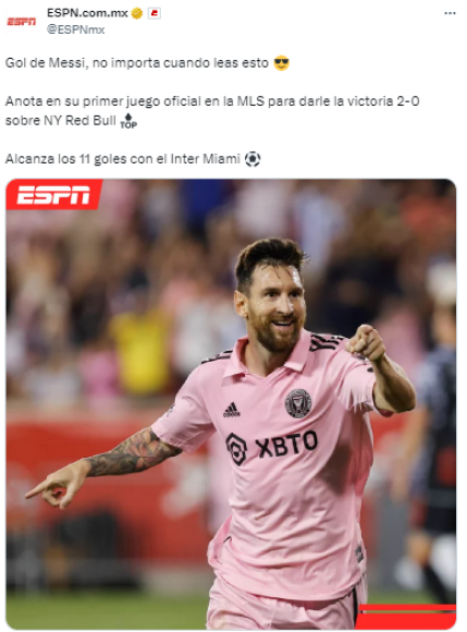 ESPN: “Gol de Messi, no importa cuando leas esto”.