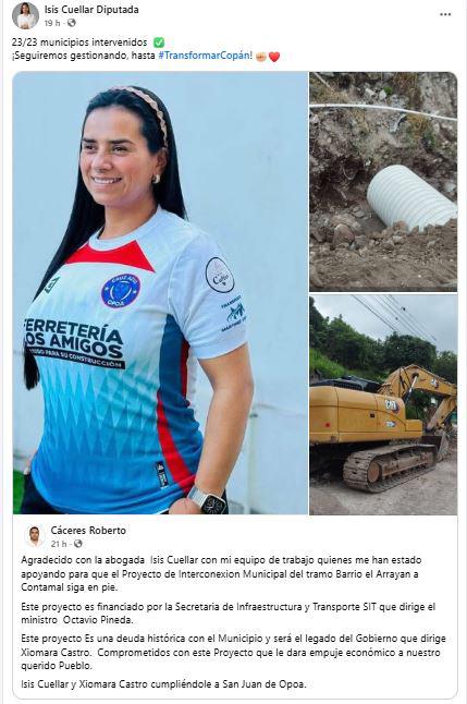 Isis Cuéllar anuncia proyecto de L32 millones en Copán