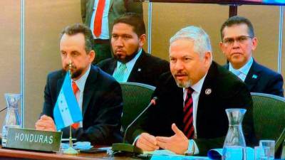 <b><span class=mln_uppercase_mln>adhesión.</span></b> El ministro Rodolfo Pastor y el canciller Enrique Reina expresaron el interés de Honduras.