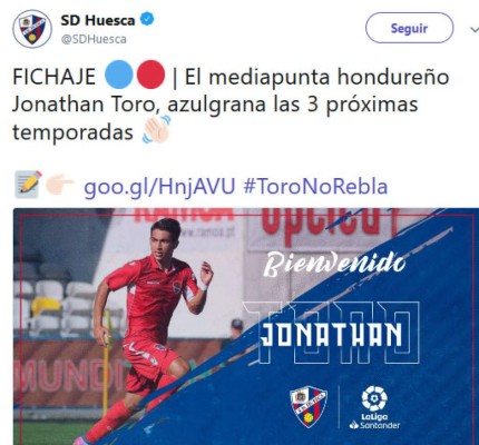 Hondureño Jonathan Rubio jugará en la primera de España