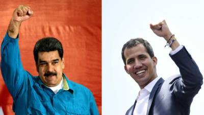 El presidente de Venezuela, Nicolás Maduro, y el proclamado presidente interino, Juan Guaidó. AFP