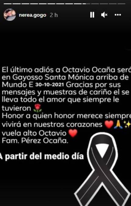 La joven anunció los detalles del funeral que tendrá Ocaña. 