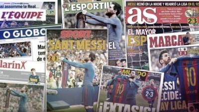 La prensa mundial se rinde a los pies de Messi luego de haberse destapado con un doblete en la victoria de 3-2 del Barcelona sobre Real Madrid. Hoy repasamos las principales portadas de los diferentes portales en el mundo.