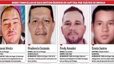 Los cabecillas de las tres bandas que son buscados siguen operando en el narcotráfico en Honduras.