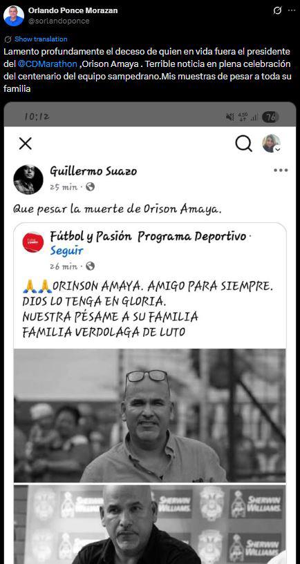 Consternación en Honduras por muerte de Orinson Amaya y hacen petición