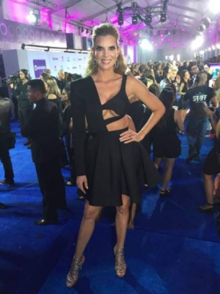 La actriz colombiana de 'Silvana sin Lana', Maritza Rodríguez lució este vestido con este escote de vértigo de Michael Costello.