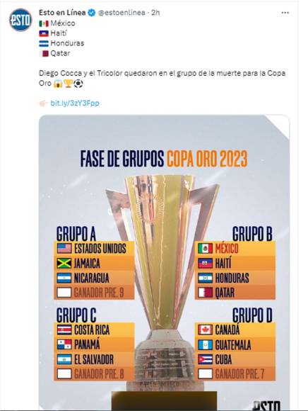 Diario Esto lo tiene claro: “Diego Cocca y el Tricolor quedaron en el grupo de la muerte para la Copa Oro”.