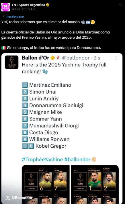 Insólito error en el Balón de Oro: fue anunciado como ganador y estallan las redes