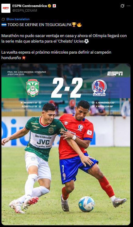 Revuelo tras final de ida Marathón vs Olimpia y señalan polémica acción