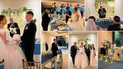 ¡Qué vivan los novios! Francisco ‘Chelito’ Martínez, futbolista del Marathón, se casó con su pareja Verónica García un día antes del partido de vuelta del repechaje que juegan los verdes contra el Olancho FC.