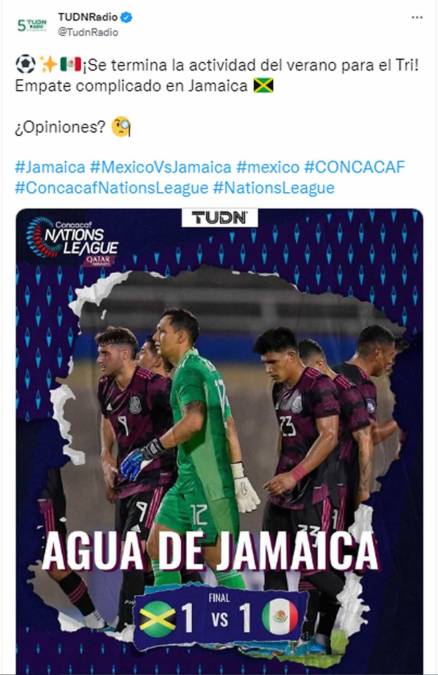 TUDN Radio - “¡Se termina la actividad del verano para el Tri! Empate complicado en Jamaica”.