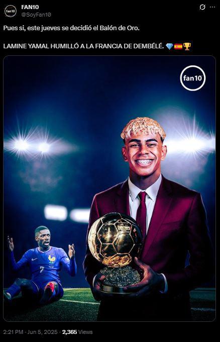 Señalan al ganador del Balón de Oro 2025: furor tras el España vs Francia