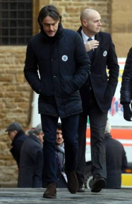 Filippo Inzaghi también estuvo presente en el funeral del capitán de la Fiorentina.