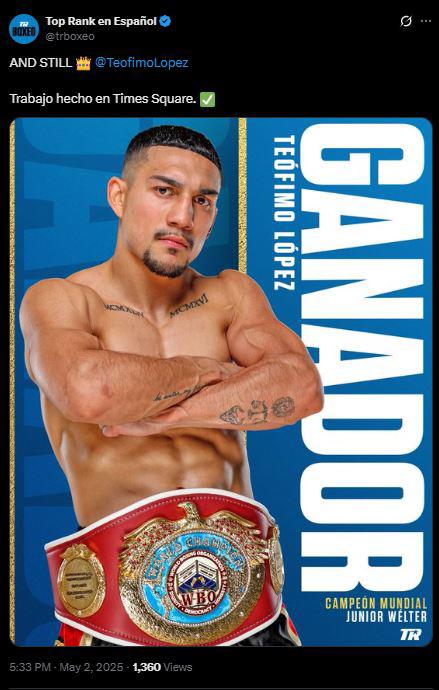 Revuelo mundial por Teófimo López: Cátedra sobre el ring y “sigue siendo campeón