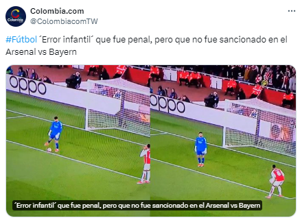 ´Error infantil´ que fue penal, pero que no fue sancionado en el Arsenal vs Bayern”
