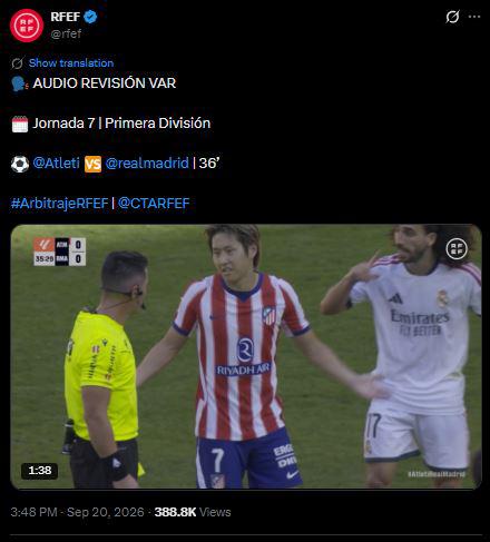 Revelado: Sale a la luz lo que dijo el VAR en polémicas del Atlético-Real Madrid