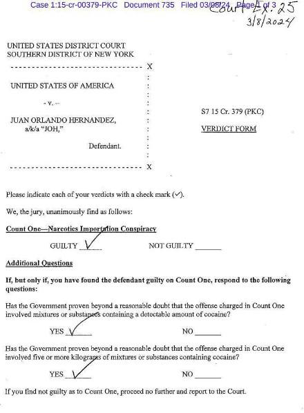 $!Cuestionario del jurado entregado al juez.