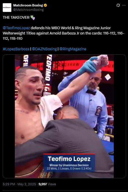 Revuelo mundial por Teófimo López: Cátedra sobre el ring y “sigue siendo campeón