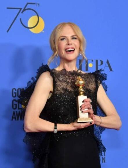 Nicole Kidman se llevó el premio a mejor actriz de miniserie o película para TV por su protagónico en 'Big Little Lies', competía en la misma categoría con su compañera de reparto Reese Witherspoon.
