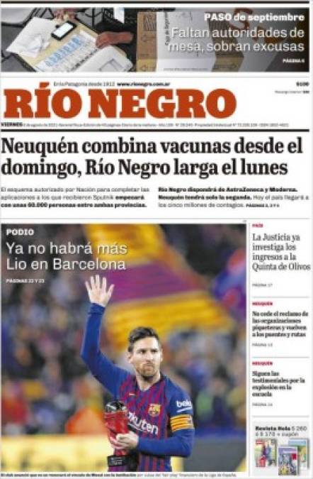 Río Negro (Argentina) - “Ya no habrá más Lio en Barcelona”.