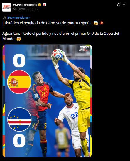 Indignación por España tras su debut en el Mundial y esto dicen de Cabo Verde