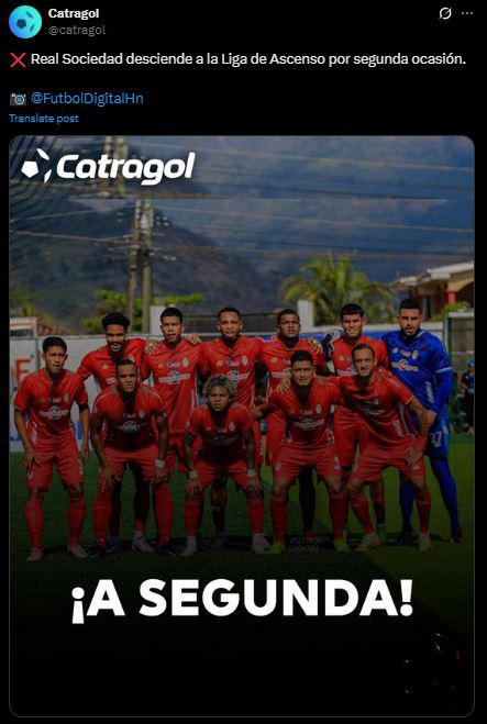 Prensa reacciona: esto dicen tras nuevo descenso de Real Sociedad en Honduras