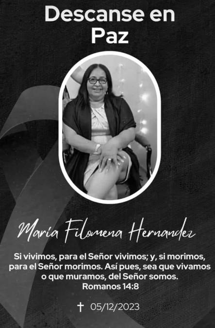 La maestra María Filomena Hernández era la abuela de Bruno Sánchez. También murió en el accidente.