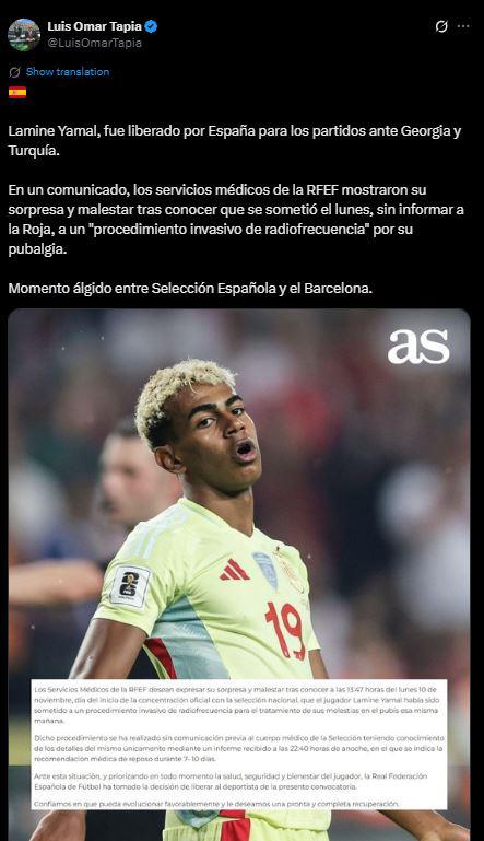 Indignación por lo que hizo Yamal con Selección de España; Barcelona reacciona