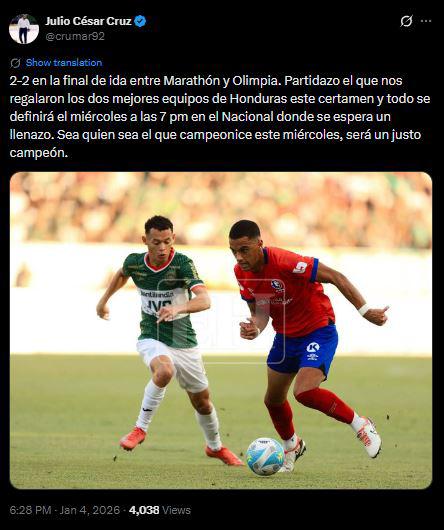 Revuelo tras final de ida Marathón vs Olimpia y señalan polémica acción