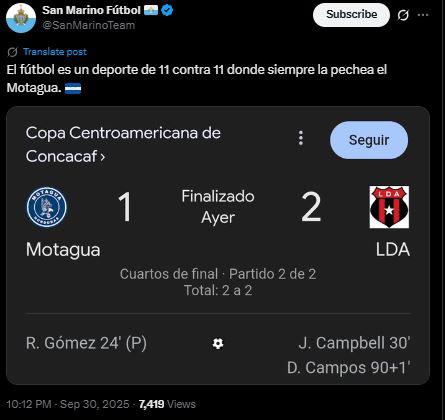 Motagua es víctima de burlas: los crueles memes tras eliminación vs Alajuelense