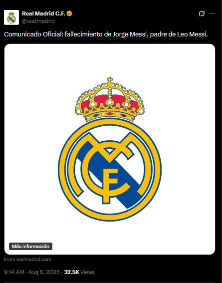 Conmoción tras muerte de Jorge Messi: Barcelona-Real Madrid dejan mensajes a Leo