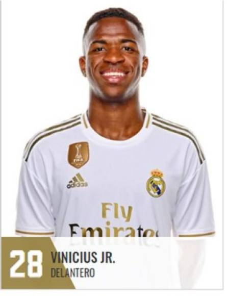 Vinicius Jr. - El otro delantero brasileño aparece con el 28, número que llevaba la temporada pasada y que corresponde a los dorsales asignados a los del Real Madrid Castilla.